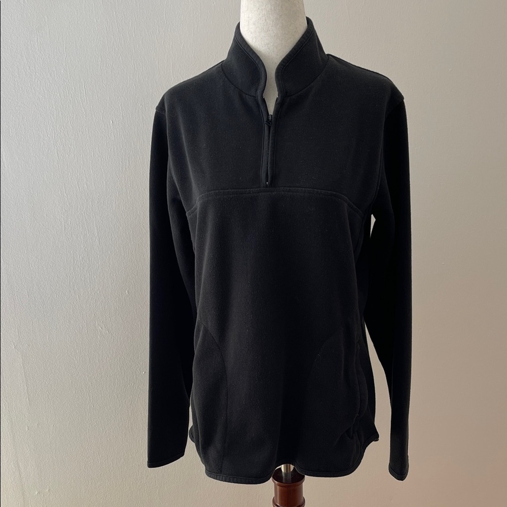 ExOfficio Women’s Quarter Zip Pullover M Black Mesh Lined Cotton Blend Travel